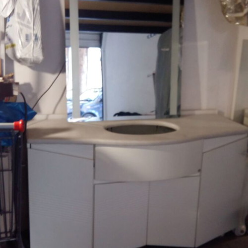 Bathroom furniture complete with sink and marble, used, Italian white lacquer