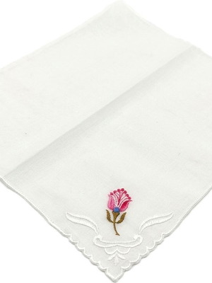 Traditional dance scarf white with pink embroidery 100% cotton new