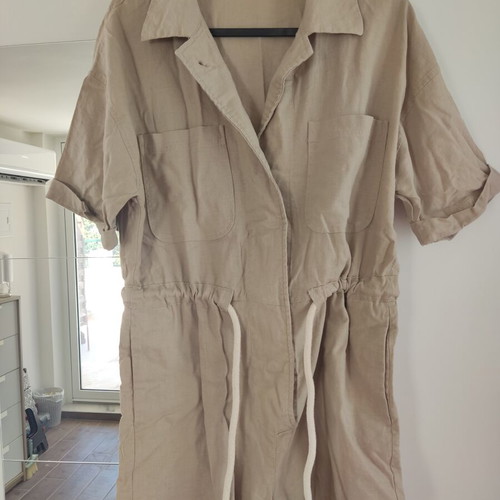Mango linen playsuit jumpsuit Safari beige Boho chic XS like new