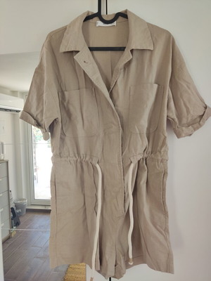 Mango linen playsuit jumpsuit Safari beige Boho chic XS like new