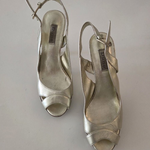 Dune London Gold Metallic Leather Slingback Heels used