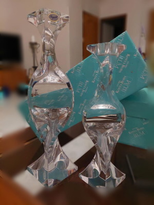 Kosta Boda Ilum crystal candlestick set new
