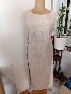 Women's dress custom made, used, beige, plus size, embroidered