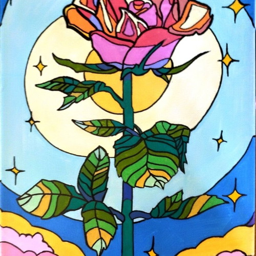 Handmade painting with rose on 24×30 canvas new
