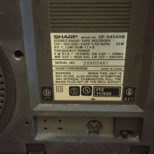 Sharp GF-5454 boombox used, vintage 80s