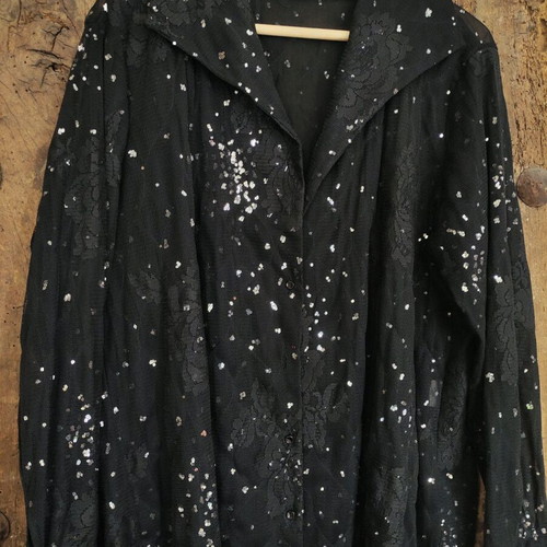 Vintage shirt-jacket with glam sequins like new, size L