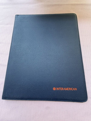 Classic blue A4 organizer folder with Interamerican logo