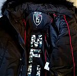  ΚΑΙΝΟΥΡΓΙΟ Μαύρο μπουφάν UNISEX (biker's jacket) με γούνινη κουκούλα (Sz S/L) La Stagione