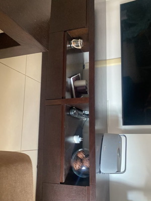 Large wooden TV cabinet 280 cm with drawers and storage