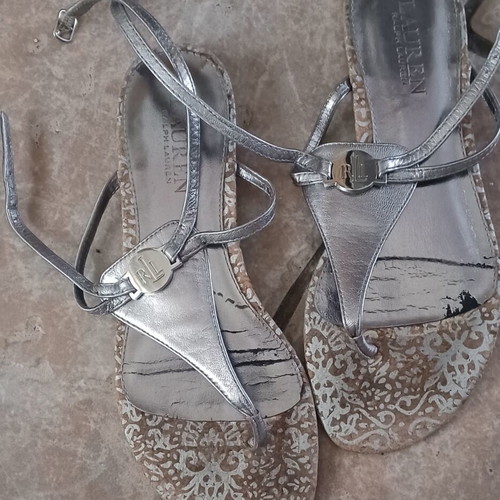 Ralph Lauren leather sandals size 37 silver used