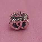 Charm with united hearts and crown, new, A.L.E. silver