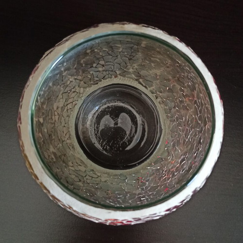 Decorative mosaic glass candle holder like new