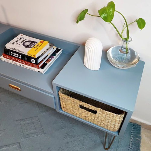Retro recycled console like new with wicker basket