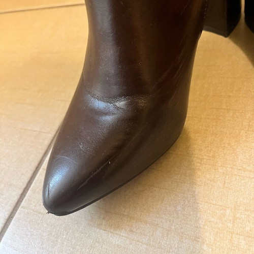 Luigi brown ankle boots used with zipper and gold detail, size 38