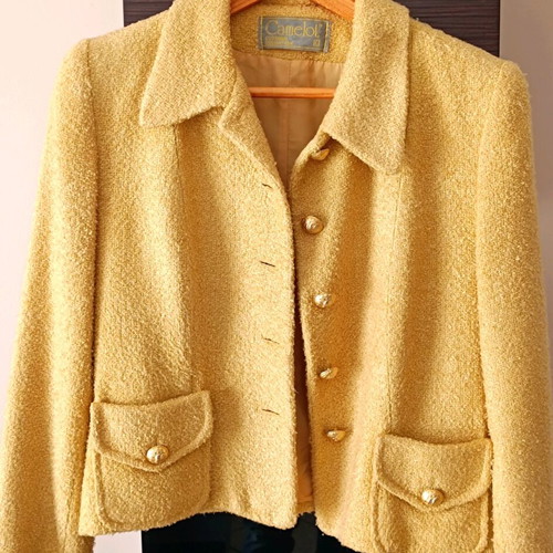 Vintage Camelot tweed/bouclé suit set used, yellow/gold