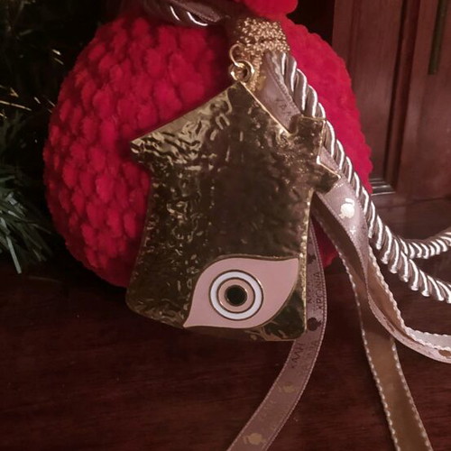 Handmade knitted pomegranate with house charm new