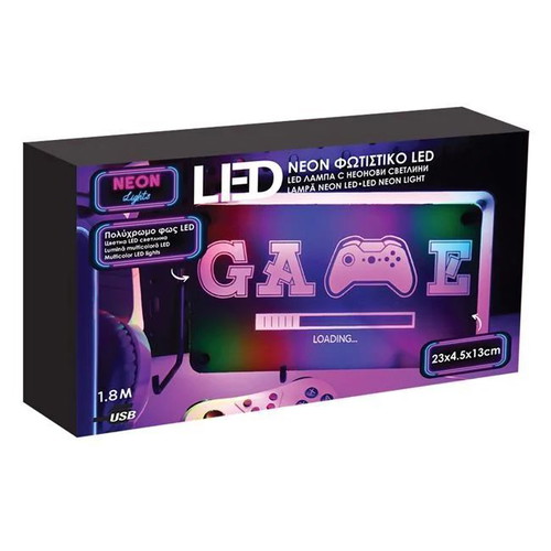 LED Neon Panel Game Loading multicolor 23x13cm new