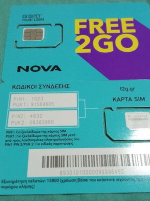 Free2go SIM new, uncut, for collectors