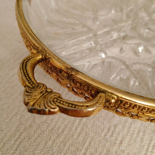 Vintage ornevier glass platter with 3 compartments