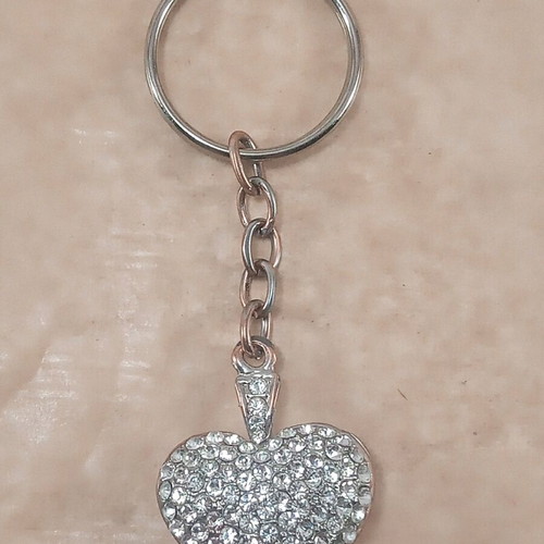 Heart keychain vintage used with sparkling stones