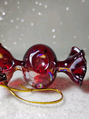 Glass candy Christmas ornament new, size 7 centimeters