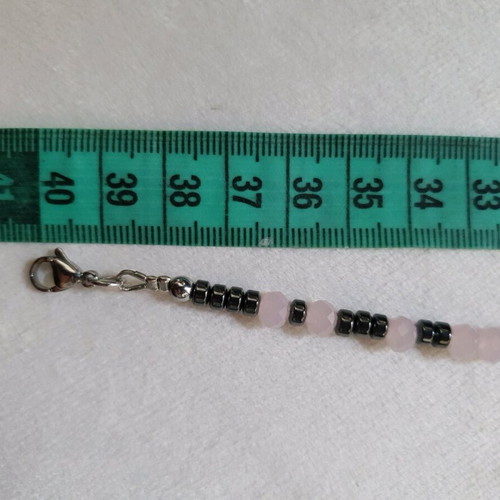 Pink Crystal and Hematite Heart Necklace like new, handmade