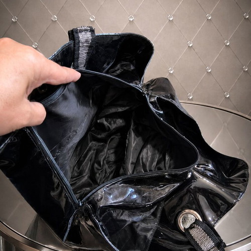 Large black patent leather weekend bag new