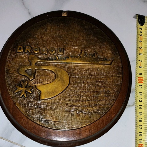Drogou plaque like new, embossed French corvette emblem