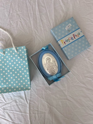 Virgin Mary icon like new for baby decoration with box and bag
