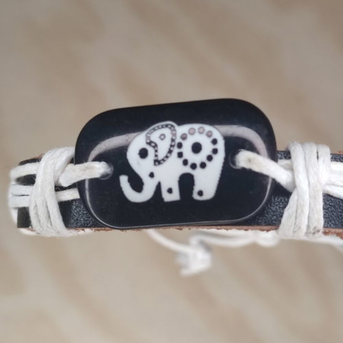 Handmade bracelet with elephant leather adjustable, like new