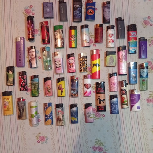 Lighter collection used, pack of 43 with various designs