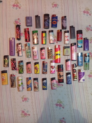 Lighter collection used, pack of 43 with various designs