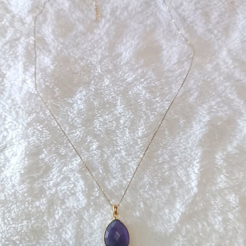 Silver 925 necklace gold plated with blue-purple mineral stone new