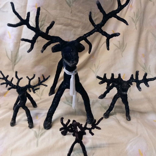 Christmas reindeer handmade used, set of 5 pieces