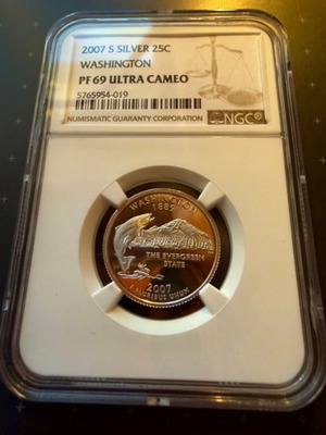 Silver Quarter Dollar 2007-S Washington NGC PF69 Ultra Cameo