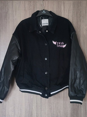 Bershka jacket new with leather sleeves, size S