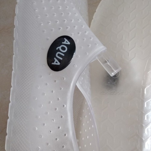 Aqua transparent plastic beach shoes, size 36, white