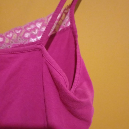 Laura Ashley sleeveless top with lace, fuchsia, UK 12