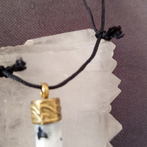Moonstone necklace with black tourmaline new, energy protection and luck