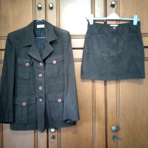 Suede safari jacket and mini skirt set MADLEN like new, brown, size 3/L
