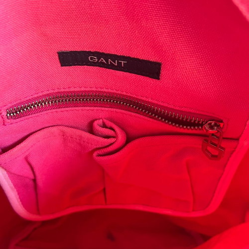 Gant bag large size, used, canvas pink/fuchsia with white/black handles