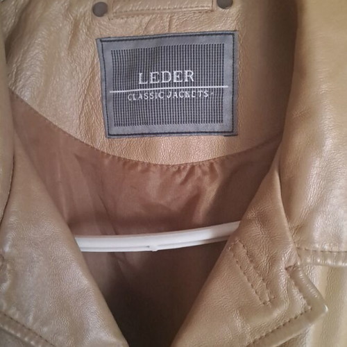 Leather jacket beige caramel XXL used, Leder brand