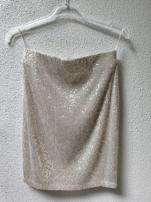 Mini skirt XS-S pink elegant sequined, new