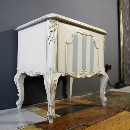 Pair of refurbished night stands with Rococo details