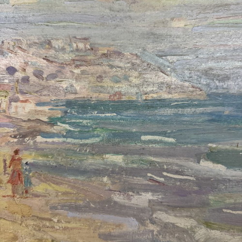 Ζωγραφικό έργο Ν. Κουκάκη μεταχειρισμένο, κορνιζαρισμένο, θέμα ακτή