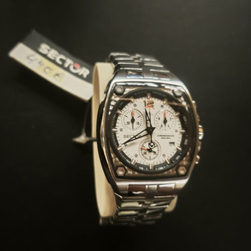 Sector 500 Series Chronograph Tonneau Watch, white and silver