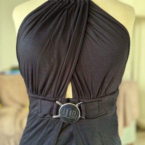 JLo long backless dress new, black, size M