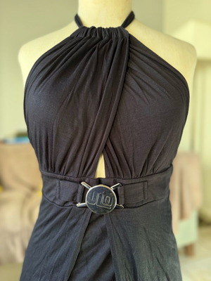 JLo long backless dress new, black, size M