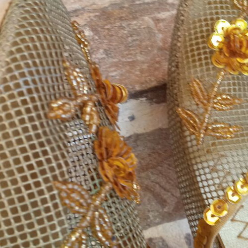 Bozikis slippers like new with sequins and beads, size 39, gold
