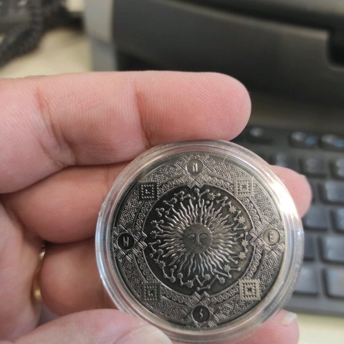 Commemorative medal with zodiac circle in safety capsule new